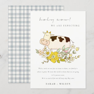 Boerderij van de Heilige Koe Floral Zwangerschap A Bedankkaart