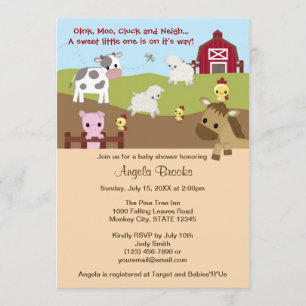 Boerderij van dierlijke Baby shower NEUTRAL AAK Kaart