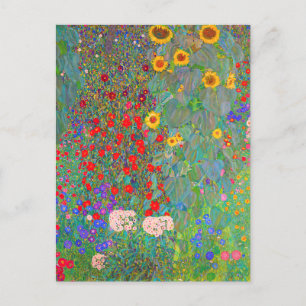Boerderij van Gustav Klimt met zonnebloemen Briefkaart