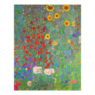 Boerderij van Gustav Klimt met zonnebloemen Foto Afdruk