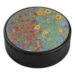 Boerderij van Gustav Klimt met zonnebloemen Hockey Puck