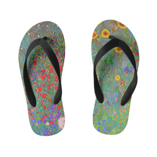 Boerderij van Gustav Klimt met zonnebloemen Kinder Teenslippers