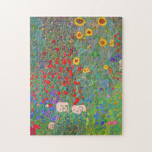 Boerderij van Gustav Klimt met zonnebloemen Legpuzzel (Verticaal)