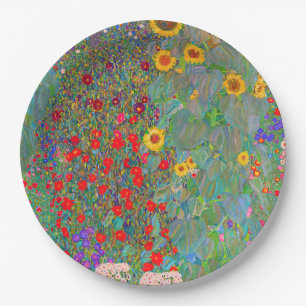 Boerderij van Gustav Klimt met zonnebloemen Papieren Bordje