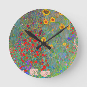 Boerderij van Gustav Klimt met zonnebloemen Ronde Klok