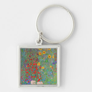 Boerderij van Gustav Klimt met zonnebloemen Sleutelhanger