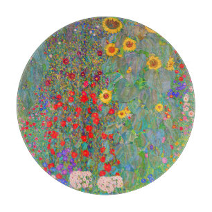 Boerderij van Gustav Klimt met zonnebloemen Snijplank