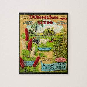 Boerderij van hout en tuinzaaigoed Catalog Puzzle Legpuzzel