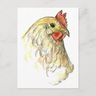 Boerderij van kippen Hen Bird Animal Drawing Briefkaart