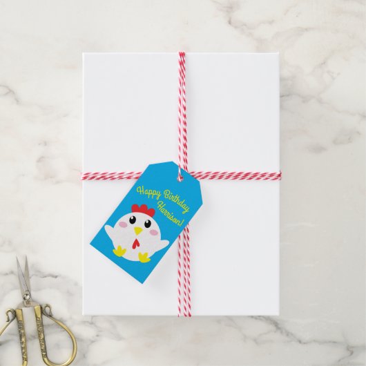 Boerderij van kippen Kinder 1e verjaardag Cadeaulabel (Met Touw)