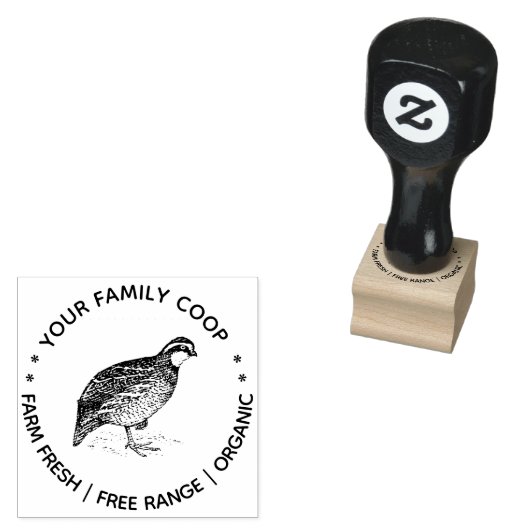 Boerderij van kwarteleitjes 	rubberstempel (Gestempeld)