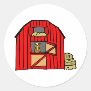 Boerderij van paardenstallen Rood Barn Ronde Sticker