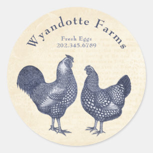 Boerderij van pluimvee Wyandotte Kippen, verse eie Ronde Sticker