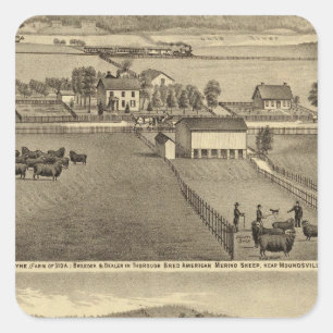 Boerderij van SA Cockayne nabij Moundsville Vierkante Sticker