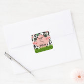 Boerderij van zwarte en witte Koe Vierkante Sticker (Envelop)