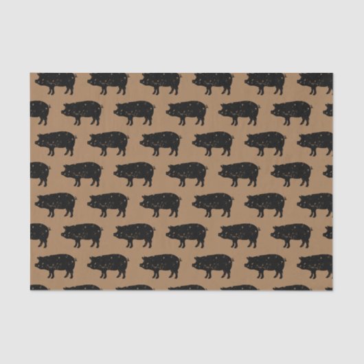  boerderij varken silhouet aangepaste kleur bruin tissuepapier (Voorkant)