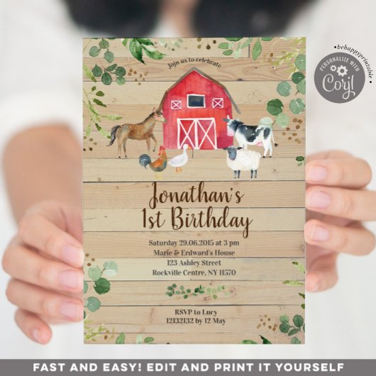 Boerderij Verjaardag Barnyard Party Invitation Kaart