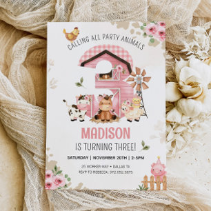 BOERDERIJ VERJAARDAG Boerderijdieren 3e verjaardag Kaart