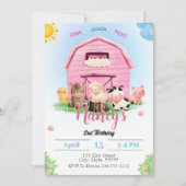 Boerderij Verjaardag Meisje Uitnodiging (Voorkant)
