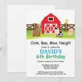 Boerderij Verjaardag Uitnodiging Barnyard Party (Voorkant / Achterkant)