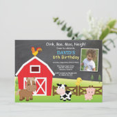 Boerderij Verjaardag Uitnodiging Land Barnyard Par (Staand voorkant)