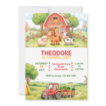Boerderij verjaardagsfeest met cute dieren uitnodi