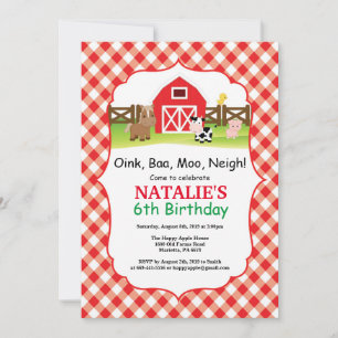 Boerderij verjaardagsuitnodiging Barnyard Feest Kaart