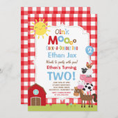 Boerderij Verjaardagsuitnodiging Barnyard Verjaard Kaart (Voorkant / Achterkant)