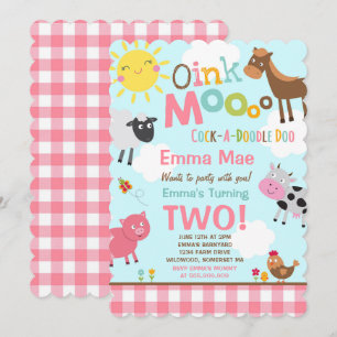 Boerderij Verjaardagsuitnodiging Oud MacDonald Boe Kaart