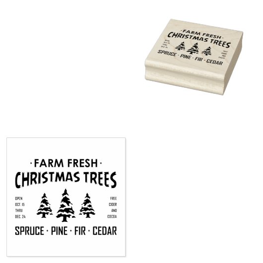 BOERDERIJ VERS CHRISTMAS TREES 	RUBBERSTEMPEL (Gestempeld)