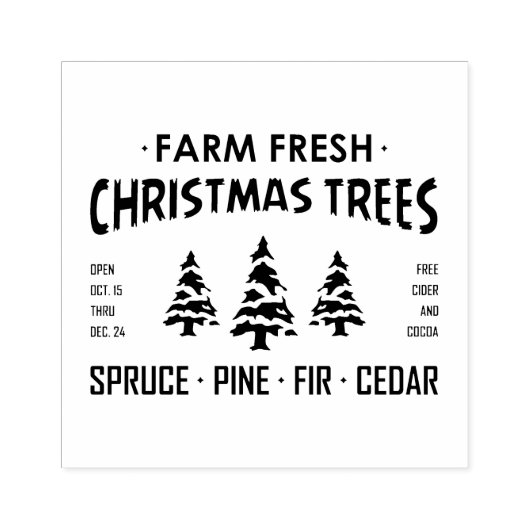 BOERDERIJ VERS CHRISTMAS TREES 	RUBBERSTEMPEL (Afrduk)