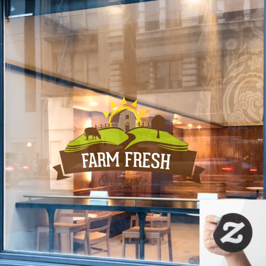 Boerderij, vers, organisch, klein bedrijf raamsticker (Cafe Raam)