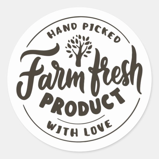 boerderij vers product voedsel woord kunst ronde sticker (Voorkant)