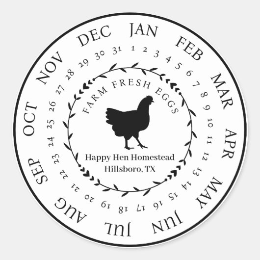  Boerderij Verse Eiendoos Datum Ronde Sticker (Voorkant)