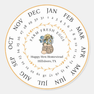 Boerderij Verse Eiendoos Datum Ronde Sticker