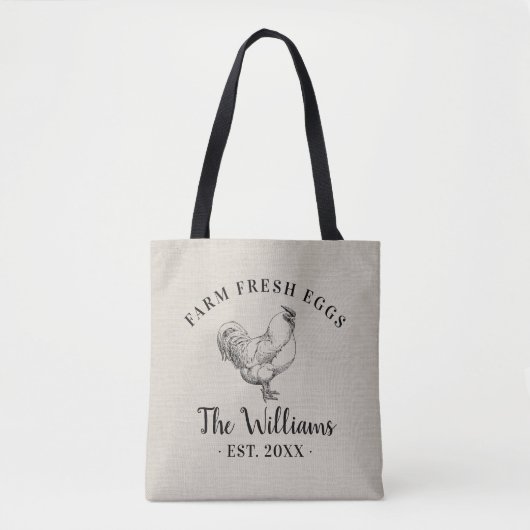Boerderij Verse eieren Canvas tas monogram (Voorkant)