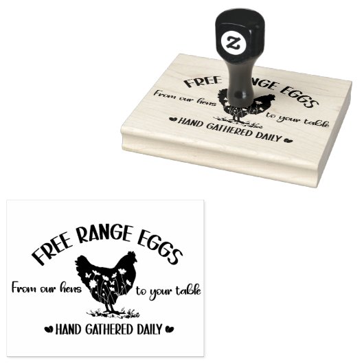 Boerderij Verse eieren Eiervrije uitloop Eiwitstem Rubberstempel (Gestempeld)