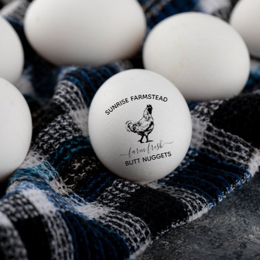 Boerderij verse eieren | Funny Monogram Egg Stamp Rubberstempel