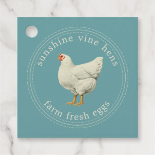 Boerderij Verse eieren Hen Eg Karton Blauw Bedankjes Labels