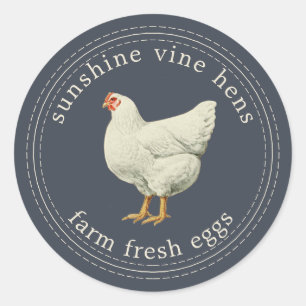 Boerderij Verse eieren Hen Eieren Doos Donkerblau Ronde Sticker