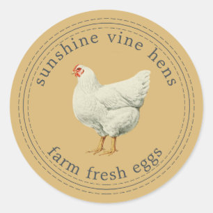 Boerderij Verse eieren Hen Eigeel Ronde Sticker
