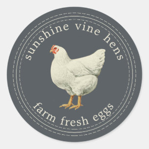 Boerderij Verse eieren Hen-eikarton gebroken zwar Ronde Sticker