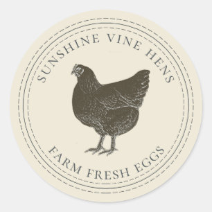 Boerderij Verse eieren Hen Eiwitkarton Antiek Ronde Sticker