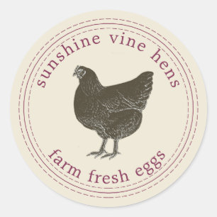 Boerderij Verse eieren  Hen Eiwitkarton Antiek Ronde Sticker