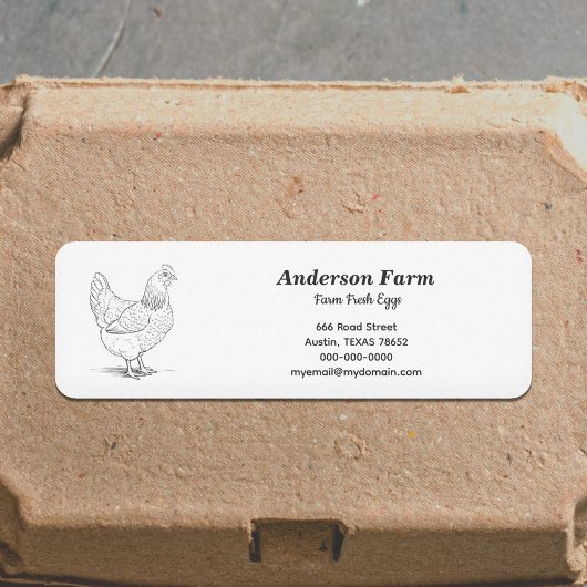Boerderij Verse Eieren met Hen Adres Label Sticker