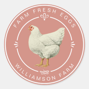 Boerderij Verse Hen Egg Karton Terracotta Blush Ronde Sticker