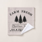 Boerderij verse kerstbomen bad handdoek (Wasdoekje)