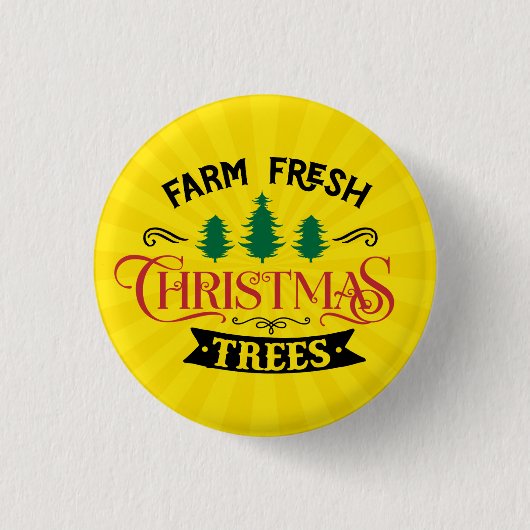 Boerderij Verse Kerstbomen Design-54394 Ronde Button 3,2 Cm (Voorkant)