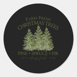 Boerderij Verse Kerstbomen Pine Spruce Voor Altijd Ronde Sticker