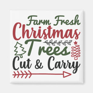 boerderij verse kerstbomen snijden en dragen magneet